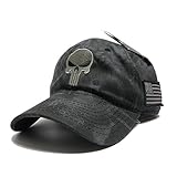 Military imagine Kryptek Punisher Skull camo Hat Gray w/US Flag Patch Cap Tactical