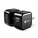 iClever BoostCube 2-Pack 12W USB Wall Charger Universal Portable Travel Charger with Foldable Plug for iPhone X/8/7/7 Plus/6S/6 Plus, iPad Pro Air/Mini and other Cell Phone, Tablet, Black