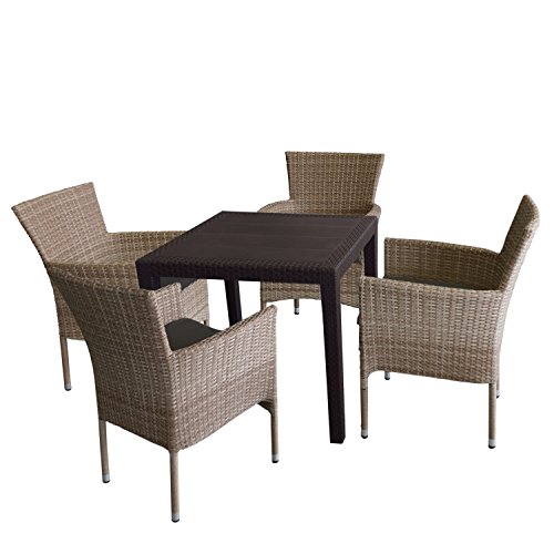 Multistore 2002 Robuster Gartentisch Rattan-Optik Kunststoff Campingtisch Beistelltisch Mokka - 79x79cm – Bild 5