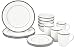 AmazonBasics 16-Piece Cafe Stripe Kitchen Dinnerware Set, Plates, Bowls, Mugs, Service for 4, Black