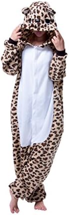 Unisex Adult Animal Cosplay Pajamas kigurumi Sleepwear Onesies Sleepwear Set (S(Height:148-158cm/52-62in), Leopard Bear)
