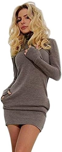 GONKOMA Women Slim Long Sleeve Dress Evening Party Short Mini Dress