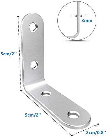 TAIANJI 10 Pcs Corner Brackets Stainless L Shaped Bracket 90 Degree Bracket Plate Metal Angle 50mm Corner for Wood Shelves - Image 3
