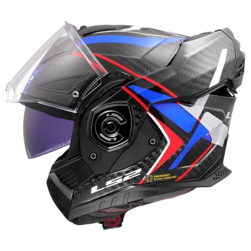 , Casque Moto Modulable ADVANT X Carbon Future II Gloss White Blue, M