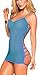 Rozegaga Womens Sheer Lace Trim Strappy Back Mesh Babydoll Large Blue