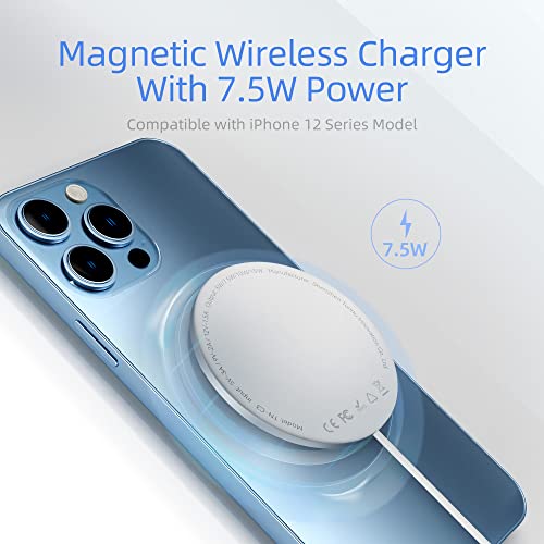 Magnetic Wireless Charger Fast Charging Pad: USB Type C Ultra Slim Design- Compatible with Apple Magsafe Devices - iPhone 13/12/Pro/Pro Max/Mini Airpods Pro - Qi Enabled Devices - Samsung Galaxy Note