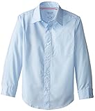 French Toast Big Boys' Long Sleeve Poplin Dress Shirt, Light Blue, 12