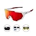 JEPOZRA Polarized Cycling Glasses with 3 Interchangeable Lenses,MTB Biking Baseball Running Sports Sunglasses for Men Women
