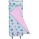 Wildkin Original Nap Mat, Features Built-in Blanket and Pillow, Perfect for Daycare and Preschool or Napping On-The-Go, Olive Kids Design â€“ Birdie