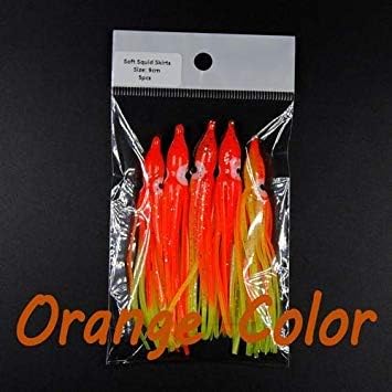 Sellify Fishing Lures - 100bags=500pcs 9cm Soft Squid Skirts Wholesale Individual Package Luminous Customized Color Available - (Color: 100 Bags Orange) : 100 bags orange
