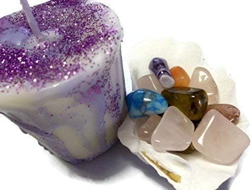 VOTIVE Glitter Soy Blend Candle With Crystal Embedded in Wax, Manifest Intention Meditation Rituals