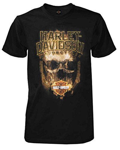 Harley-Davidson Men's Blazed Skull All-Cotton Short Sleeve T-Shirt, Black
