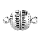 BEADNOVA 20pcs 8mm Rhodium Plated Jewelry Magnetic Clasps for Jewelry Necklace Making Findings