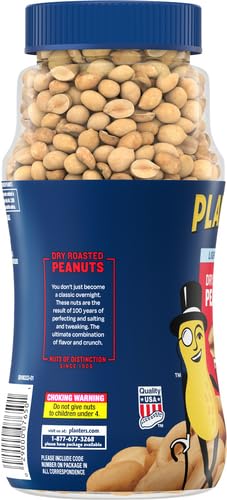PLANTERS PEANUTS, DRY ROASTED PEANUTS, LIGHTLY SALTED SNACK MIX, SNACKS FOR ADULTS – 16 OZ. JARS, PACK OF 12 PLANTERS NUTS