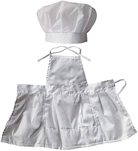 Infant Baby Chef Apron Set Photography Props, Chef Unisex Baby Uniform Costume Photo Props Outfits White