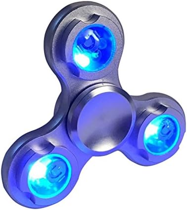 LED Flash Light Alloy Finger Spinner Tri Fidget Silver Fidget Desk Focus Toy EDC