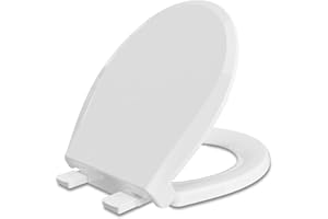 CCBELLO Round Toilet Seat, Slow Close Quick-Release Hinges, Heavy Duty Soft Close, Quiet-Close Lid And Seat For Standard Toilets, Easy To Install And Clean, Never Loosen, White(16.5”)