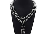 jennysun2010 Natural 10mm Black Obsidian Gemstone Buddhist 108 Beads Prayer Mala Long Necklace Multi-Purpose About 43