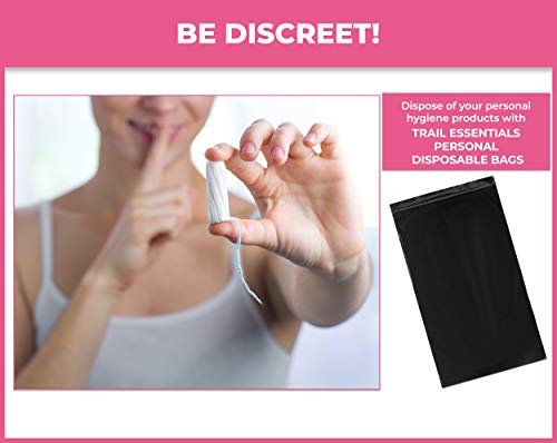 Trail Essentials Feminine Personal Disposal Bags- 100 Black Opaque Bags for Sanitary Disposal, with Purse Pouch… - Image 2