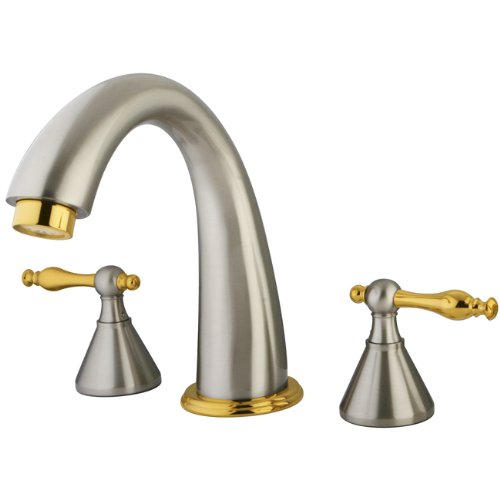 Kingston Brass KS7028NL Badewannenfüller Aus Messing – Gebürstetes Nickel, 26,4 Cm Auslauf, Wandmontage, Mit ADA-konformen Griffen