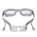 Splaqua Swim Goggles with Ear Plugs Attached for Men and Women - Adjustable Straps, Silicone Eye Seal, UV Protection and Anti Fog Lenses Swimming Goggle - Silver