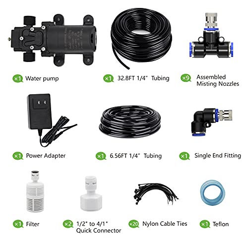 REDTRON Misting Cooling System with Pump, Patio Misting System with 10