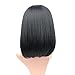 Fani Wigs Short Bob Wig For Women With Free Wig Cap Yaki Straight Synthetic Wigs Flat Bangs Wig Black Color Cospaly Wigs
