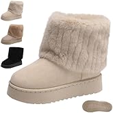 Winter Boots for Women Faux Fur Ankle Snow Boots Cozy Warm Snow Booties with Platform Suede Winter Shoes