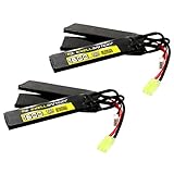 Exell Battery 11.1V 1600mAh LiPO 20C Nunchuck Airsoft Battery Pack Fits Full Stock full stock M4/16, AK, M14, MP5, MKII, Handguard G36