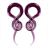 XPIRCN Glass Spiral Tapers 2 Pieces Teal Pyrex Purple Glass Stretcher Gauges 2G-9/16
