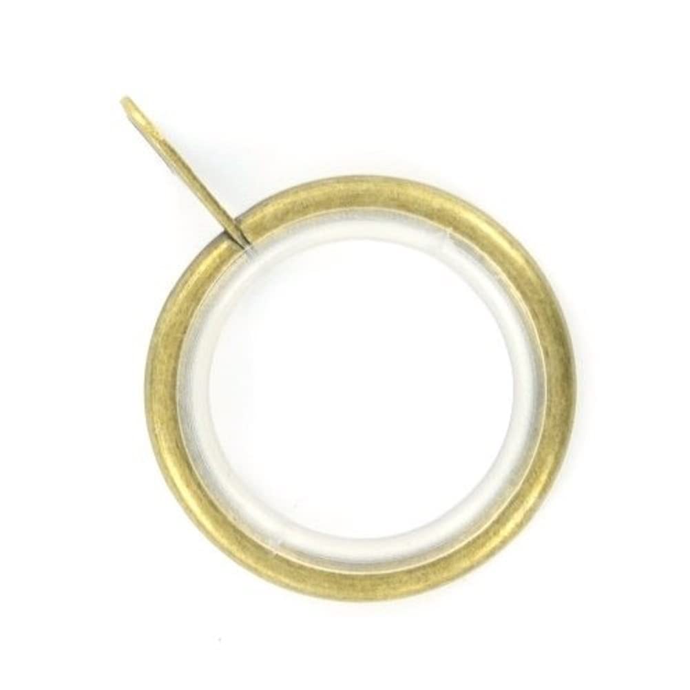 Merriway BH03203 (8 Pcs) Silent Running Metal Curtain Drapery Pole Rod Rings with Fixed Eye, Inner Diameter 32mm (1.1/4 inch) Outer Diameter 42mm (1.5/8 inch) Antique Brass - Pack of 8 Pieces