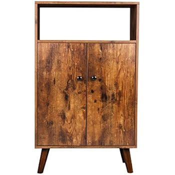 HOOBRO Storage Cabinet, 2-Tier Bookcase with Doors, Display Shelf Storage Unit in Living Room, Study Room, Entryway, Wood Look Accent Furniture, Rustic Brown