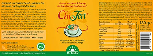 Chi-Tea 180 g Dose I Mit Grün- u. Matetee sowie grünem Kaffee I 12 wertvolle Pflanzenauszüge I Magnesium und Vitamine I Vegan, 72 Tassen – Bild 6
