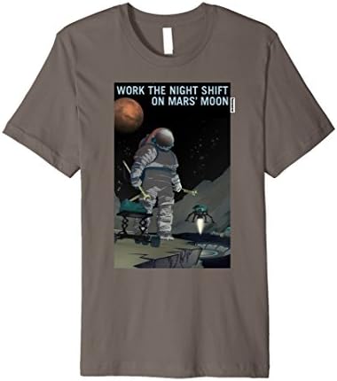 Men's Occupy Mars T-shirt Mars Red Planet Poster Moon Night Shift Medium Asphalt
