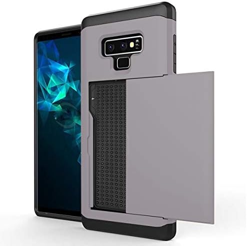 Yersan Galaxy Note 9 Case, Slide Cover Galaxy Note 9 Wallet Case ID Credit Card Slot Hidden Pocket Dual Layer Protective Cover Shockproof Anti-Scratch Cover Case for Galaxy Note 9 Gray