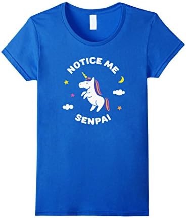 Womens Notice Me Senpai Tshirt - Kawaii Unicorn Small Royal Blue