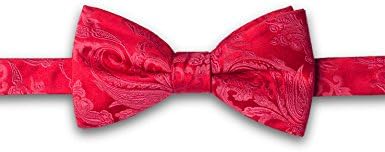 ORIGIN TIES Men's Fashion Paisley Solid Butterfly Bow Tie Wedding Red