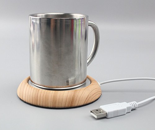 USB Mug warmer Coffee Tea Cup Warmer â€¦ (Light wood)