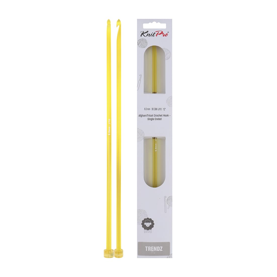 Knit Pro KP51403 6 mm Single Ended Tricot/Afghan Crochet Hook, Multi-Colour