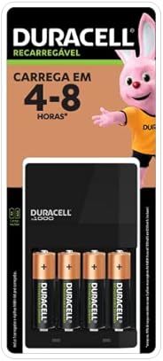 DURACELL - Carregador de Pilhas Recarregáveis AA e AAA Com 4 Pilhas AA