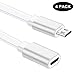 Sumind 4 Pack 10 ft/ 3 m Micro USB Extension Cable Male to Female Extender Cord Compatible with Zmodo Wireless Security Camera Flat Power Cable, Cable Clips Included (White) primary