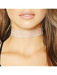 Tpocean 14 piezas collar de día de la madre ajustable de encaje de terciopelo gargantilla rosa collar con colgante de flor Blet cuero gargantilla Set para mujeres niñas