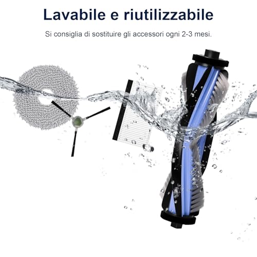 Accessories for LEFANT M3 Max Vacuum Cleaner, 1 Main Brush, 4 Filters, 4 Dust Bags, 6 Napkins, 6 Side Brushes, M3 Max Spare Parts 22 Pieces
