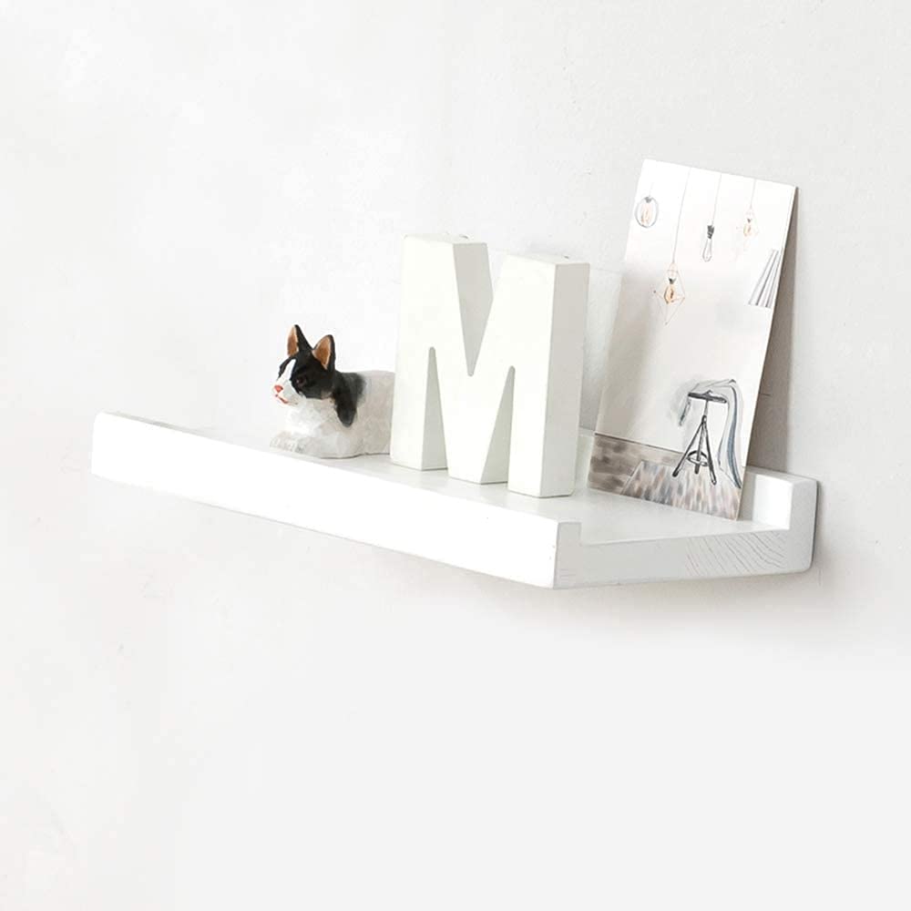 Gieanoo Floating Shelf White, 30cm Oak Wood Picture Ledge Wall mounted Display Rack Spice Rack Decorative Wall Shelf Radiator Shelf Easy to Install for Bedroom, Kitchen, Living Room, Hallway