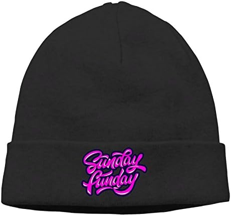 Uanjuzn Sunday Funday Men/Women Cool Fashion Hedging Hat Wool Beanies Cap Black