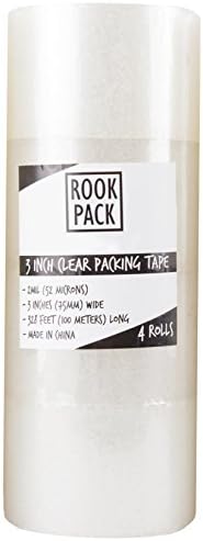 Rook Pack 4 Rolls 3 Inch Wide x 110 Yards (328 Feet) 2.0 Mil Packaging Tape (3 inch x 110 yards)