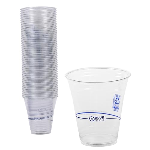 ECO PRODUCTS BlueStripe Recycled 12oz Plastic Cups, Pack of 50, Made from 30% P…