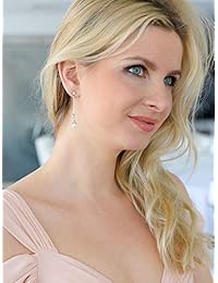 Mariell - Pendientes colgantes con perlas de agua dulce para novias o bodas