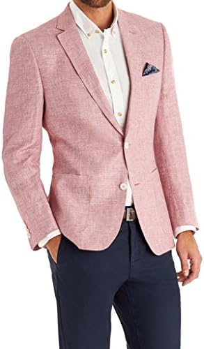 LondonCraze Men's Stylish Single Bresed Slimfit Two Button Blazer Coat 01 M Pink