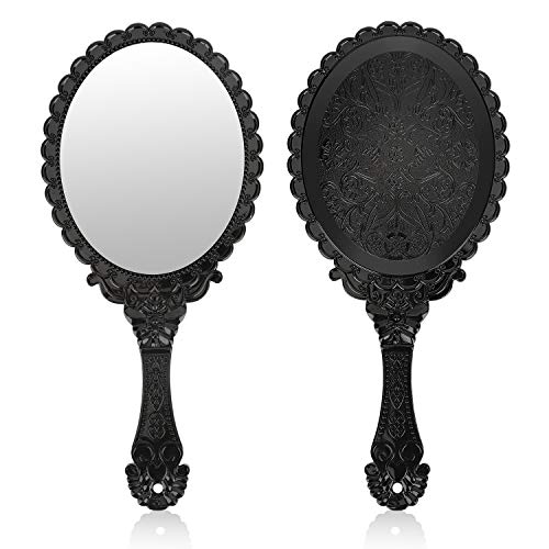 image for Vintage Makeup Hand Mirror YUSONG Hand Held Mirror with Embossed flowe